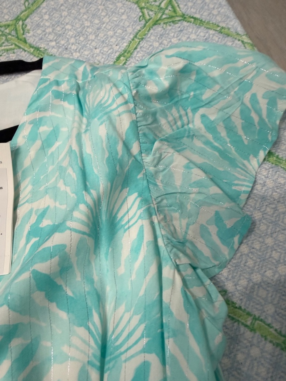Vineyard Vines Aqua & White Floral Tiered Casual Dress - Picture 3 of 5